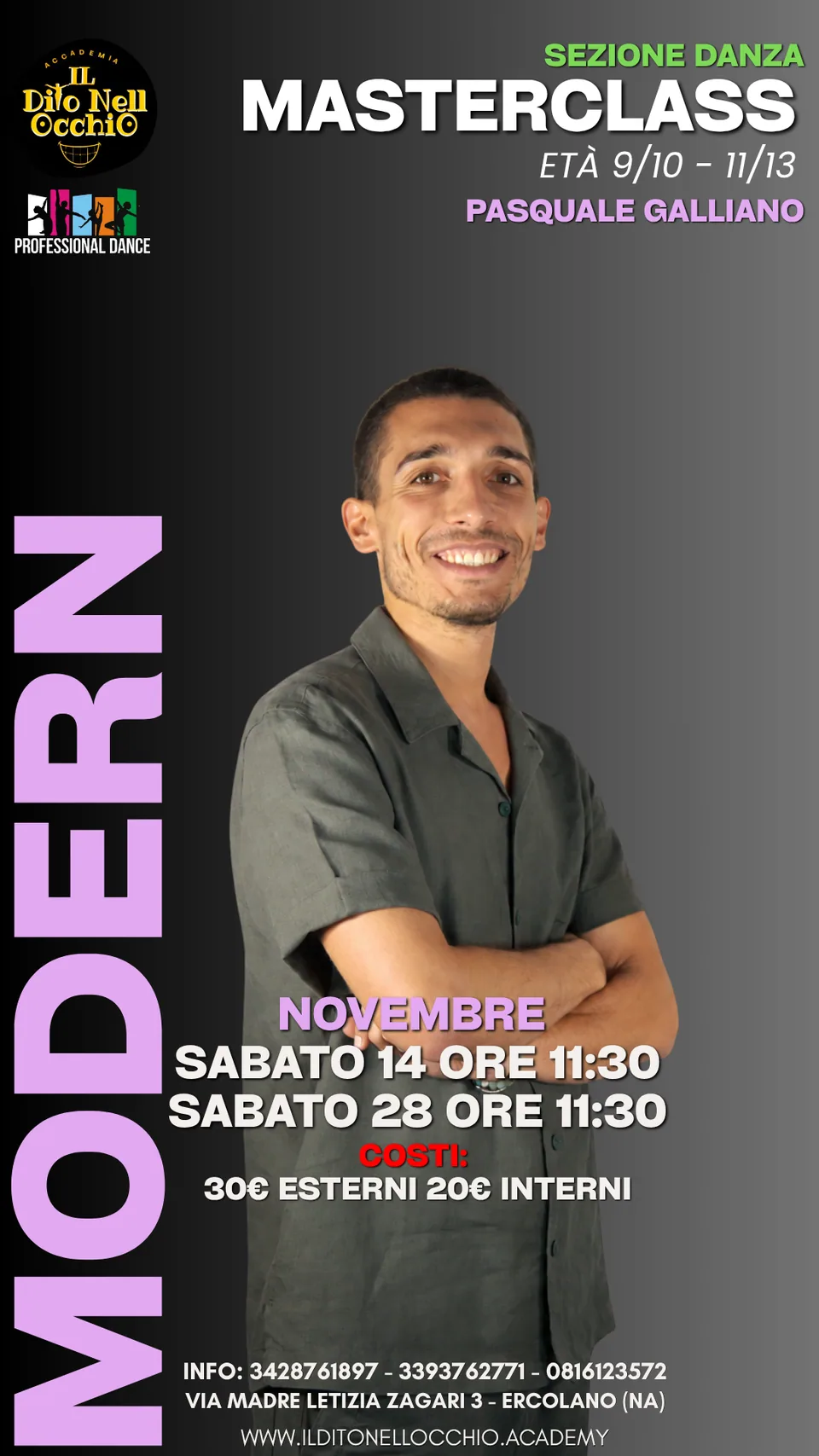 Locandina di Modern con Pasquale Galliano, appuntamenti di novembre 2026