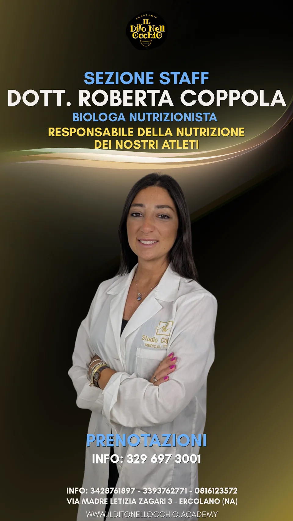 Dott.ssa Roberta Coppola, biologa nutrizionista e responsabile della nutrizione degli atleti